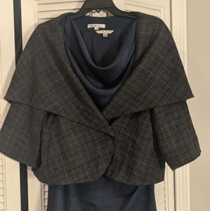 CABI plaid Court Jacket # 916 blue gray size 10